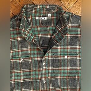 GUSTIN Large #789 Ultrasoft Retro Flannel - CharcoalXEmerald